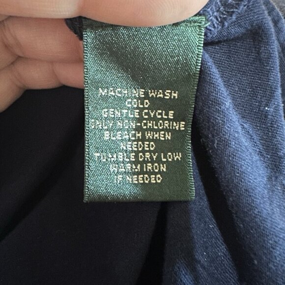 Lauren Ralph Lauren Women XL Tunic Top Navy Blue 100% Cotton 3/4 Sleeve Nautical - Picture 7 of 7